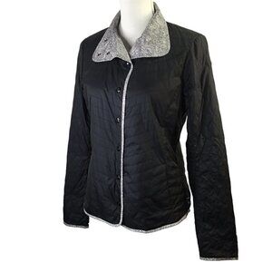 Mountain Hardwear Quilted Women's Jacket Snap Front Sz M Black Gray Lightweight
